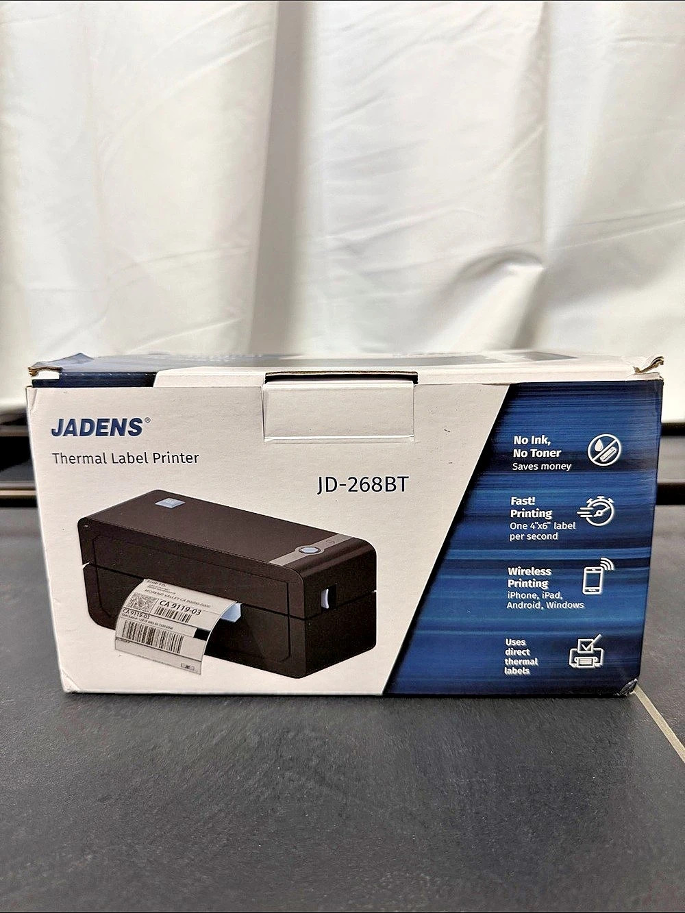 JADENS JD-268BT Wireless Bluetooth Thermal Shipping Label Printer 4x6 Ink-Free